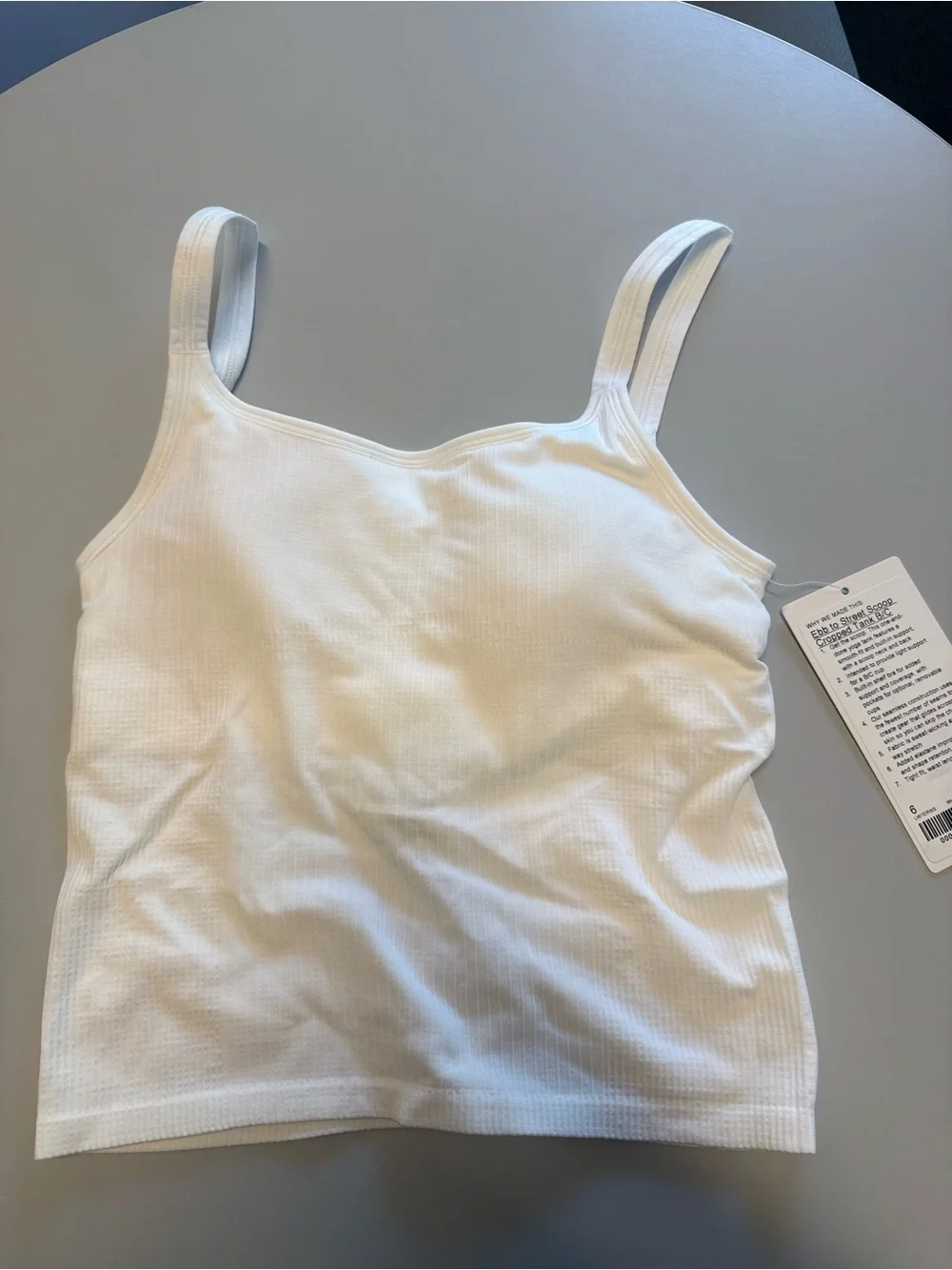 lululemon athletica White Ribbed Tank with Thin Straps